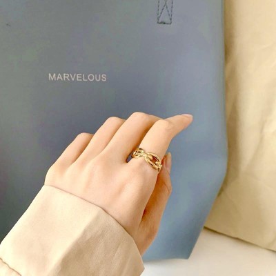 潮流金色镂空开口戒